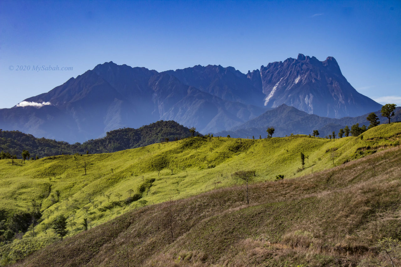 Mount Kinabalu behind the hills near Bukit Bendera