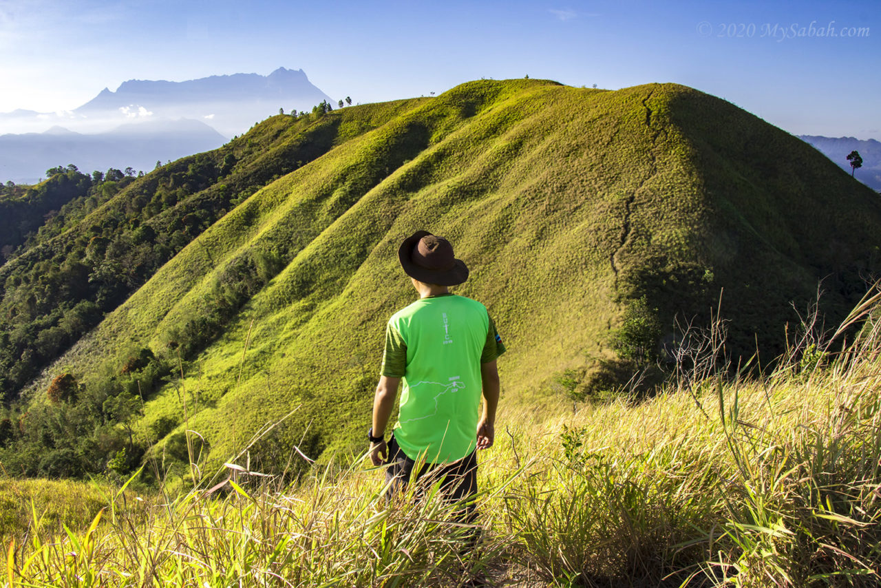 Looking at Mount Kinabalu on Bukit Bongol