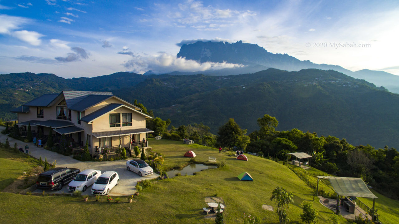 Hounon Ridge, camping ground and Mount Kinabalu