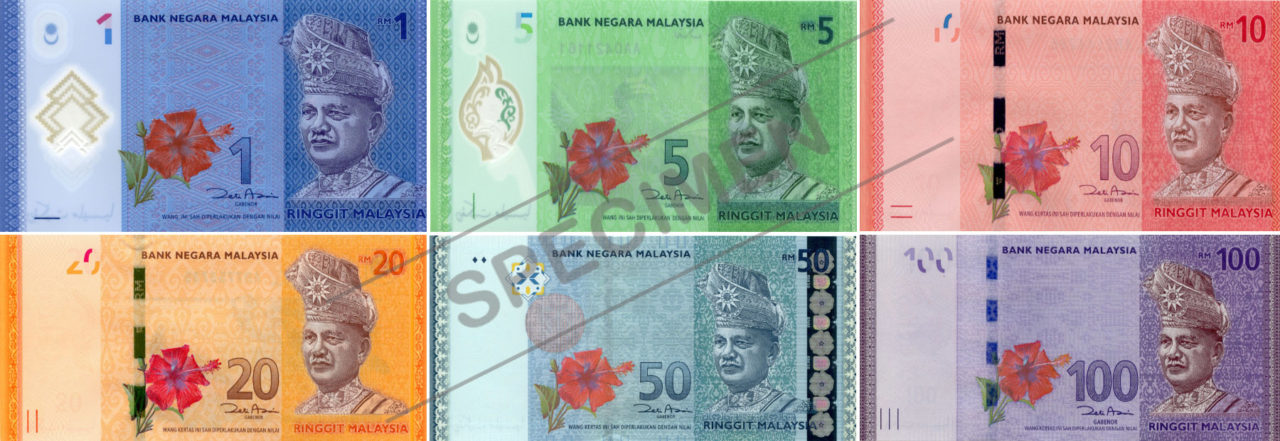 Malaysia Ringgit Banknotes in RM1, RM5, RM10, RM20, RM50 and RM100