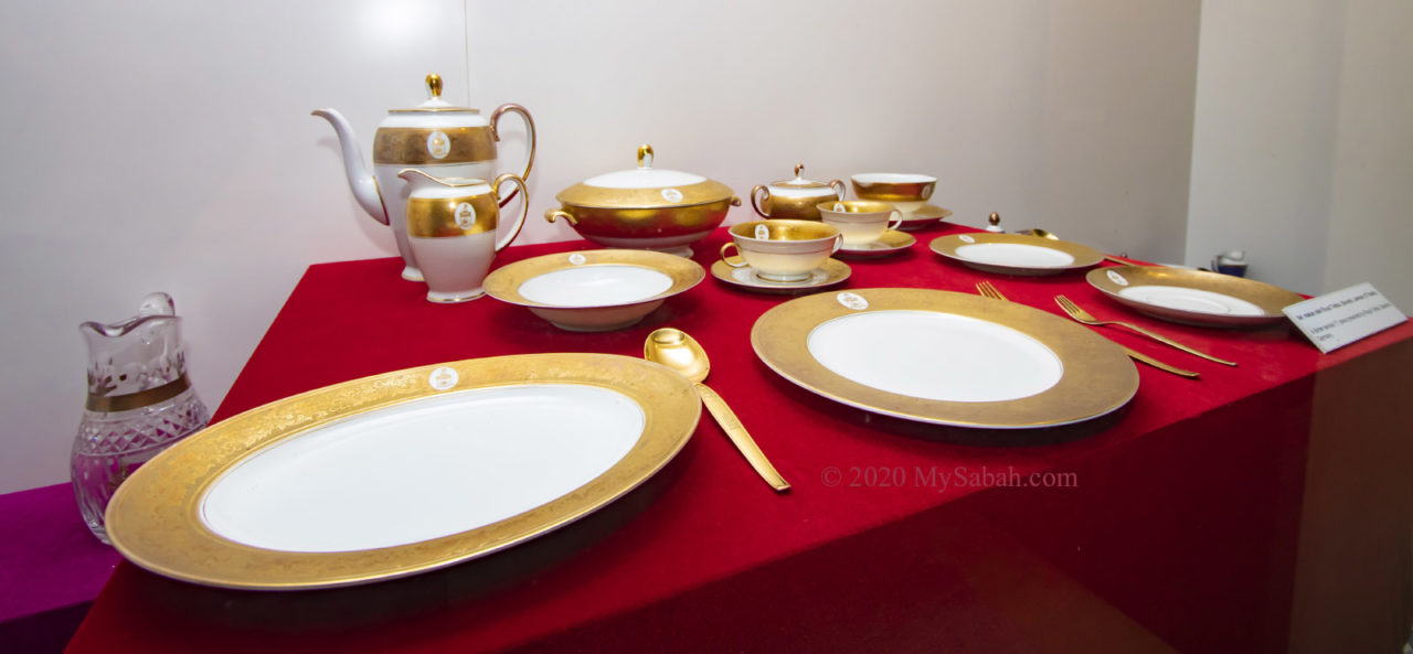 Utensils with gold embroidery and Sabah crest