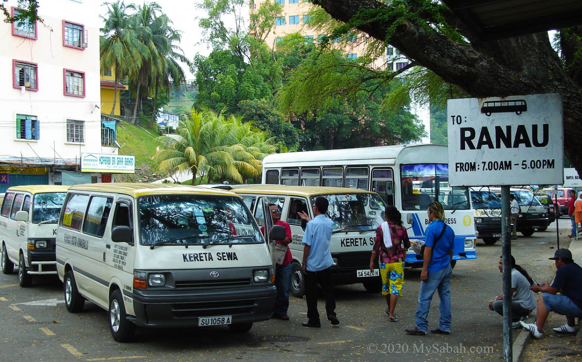 Mini-bus station near Padang Merdeka Field in Kota Kinabalu City Centre