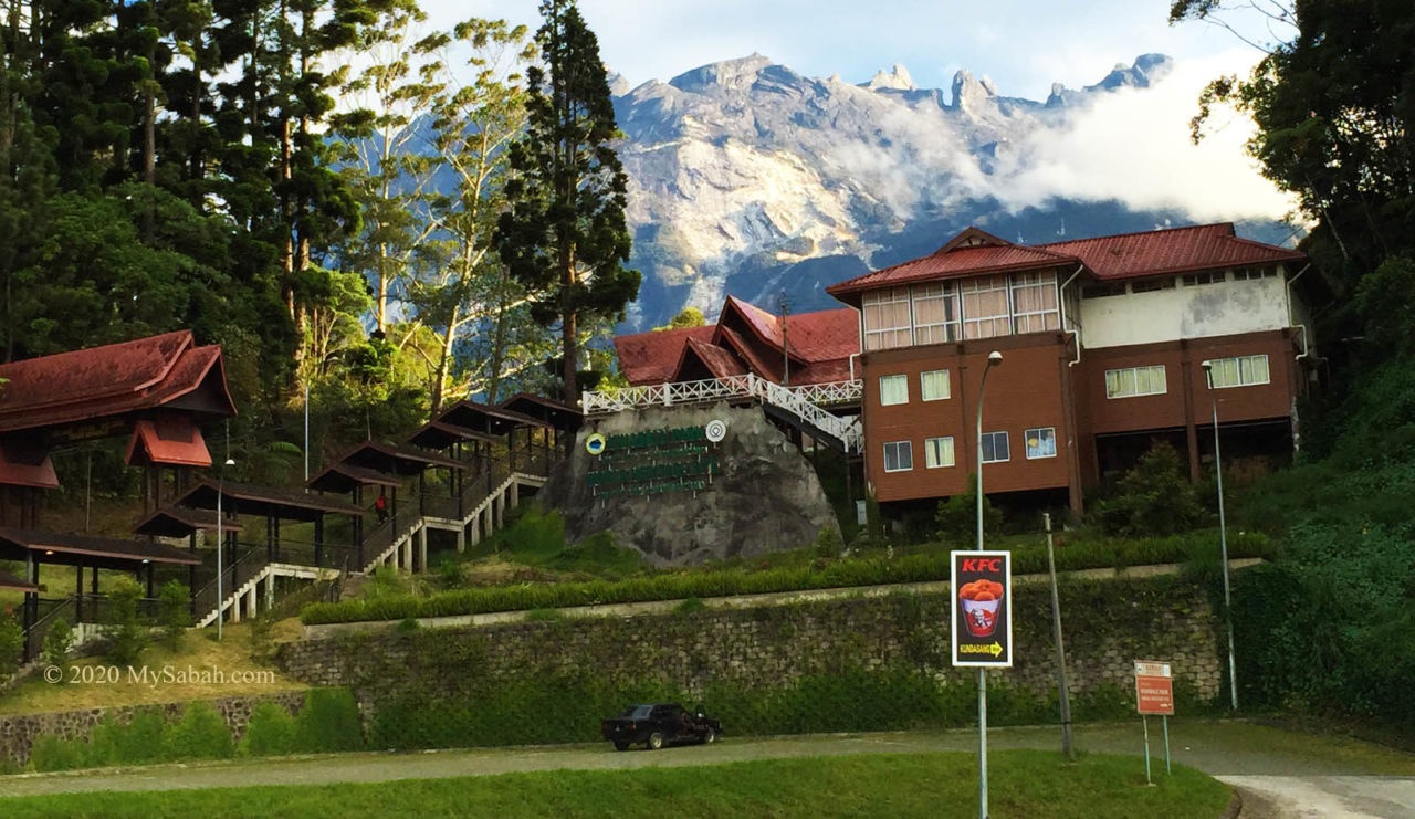 Entrance and parking area of Kinabalu National Park