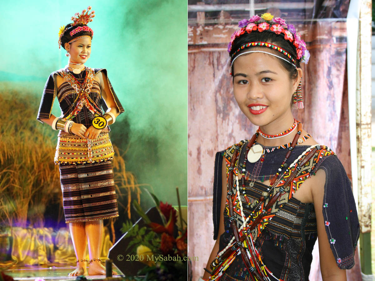 Rungus girls in traditional costume