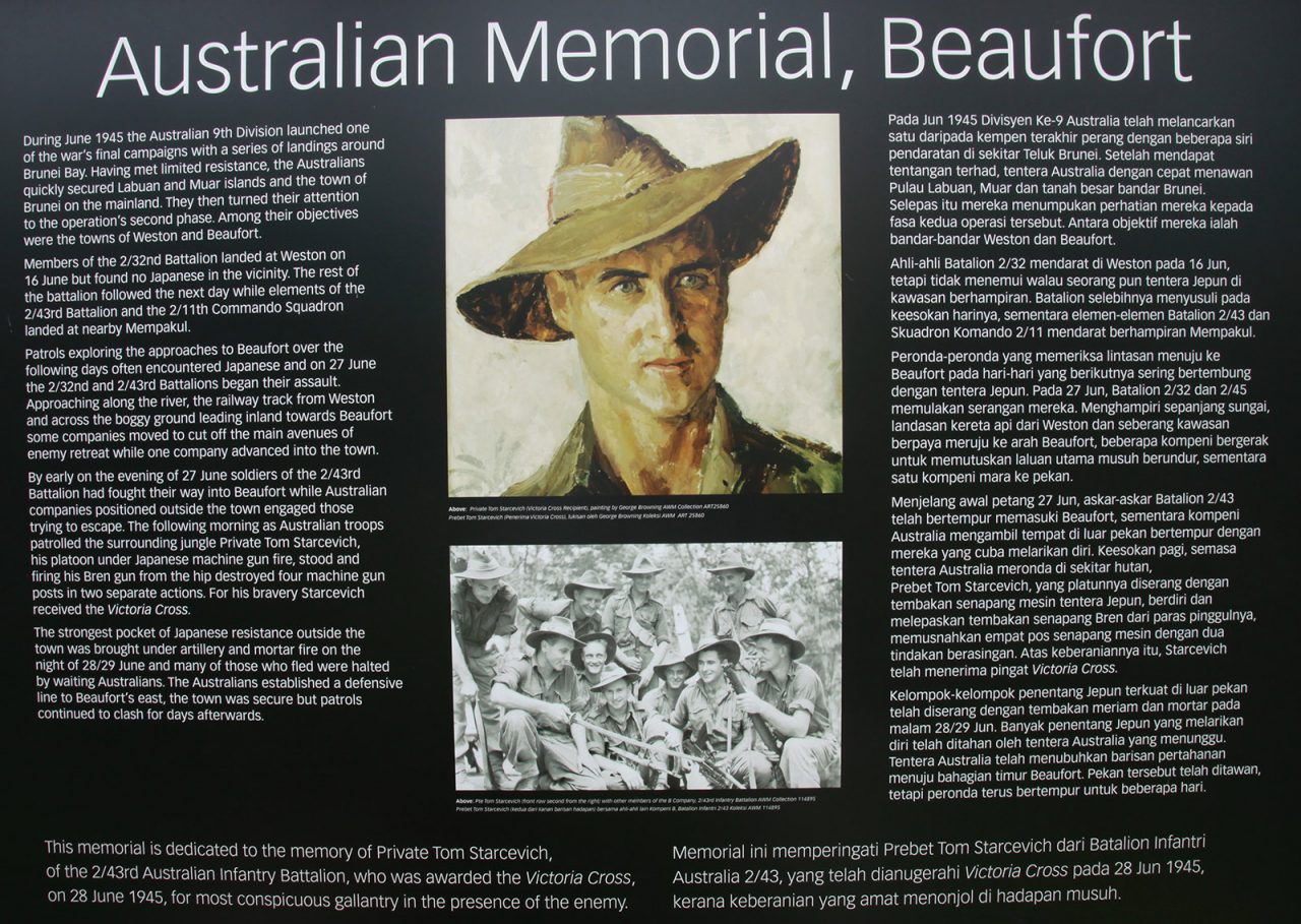 Plaque with information on the battle in Beaufort town