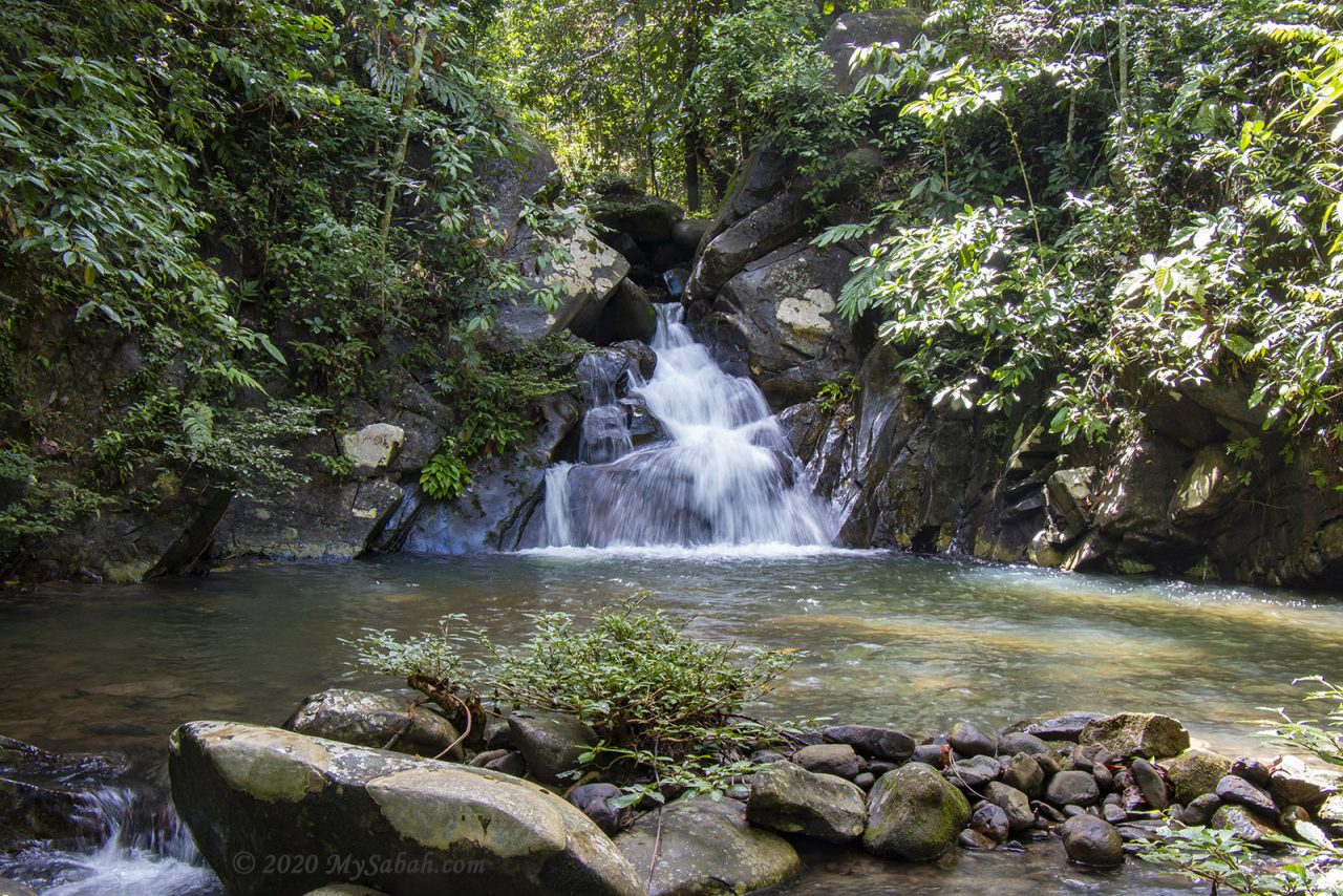 First waterfall (Telupid Waterfall) in Maranggoi river trail