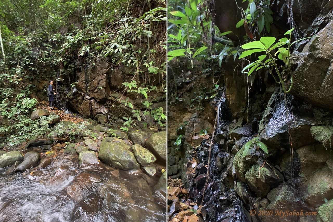 Natural spring water coming out from rocks next to Maranggoi River