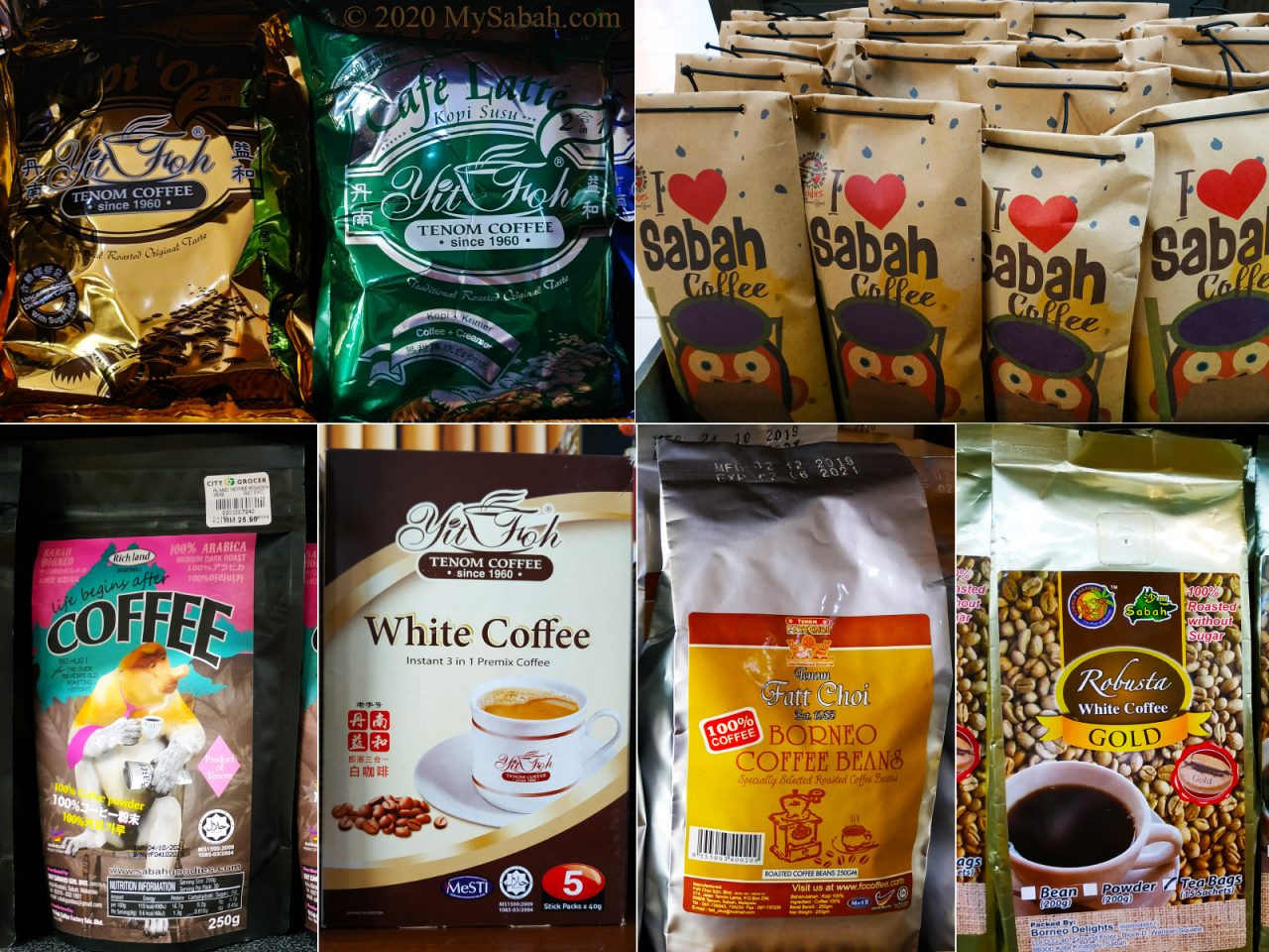 Tenom coffee in different packing