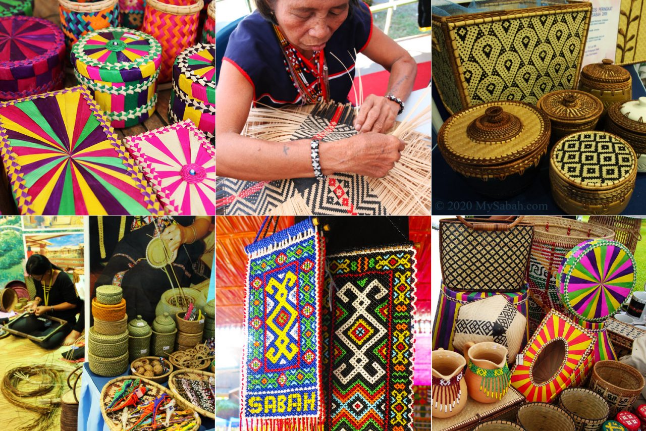 Variety of handicraft created by Dusun, Bajau, Rungus and Murut people of Sabah