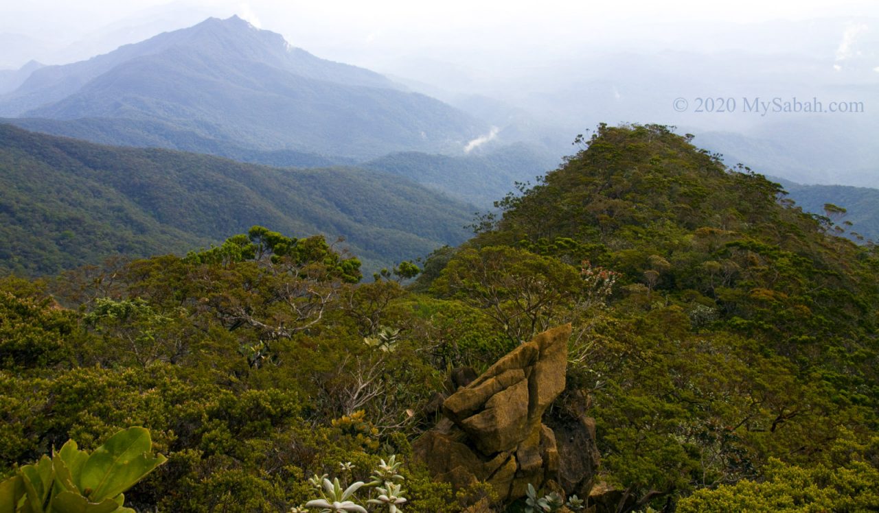 Mountain range of Mount Tambuyukon, the third highest mountain of Malaysia