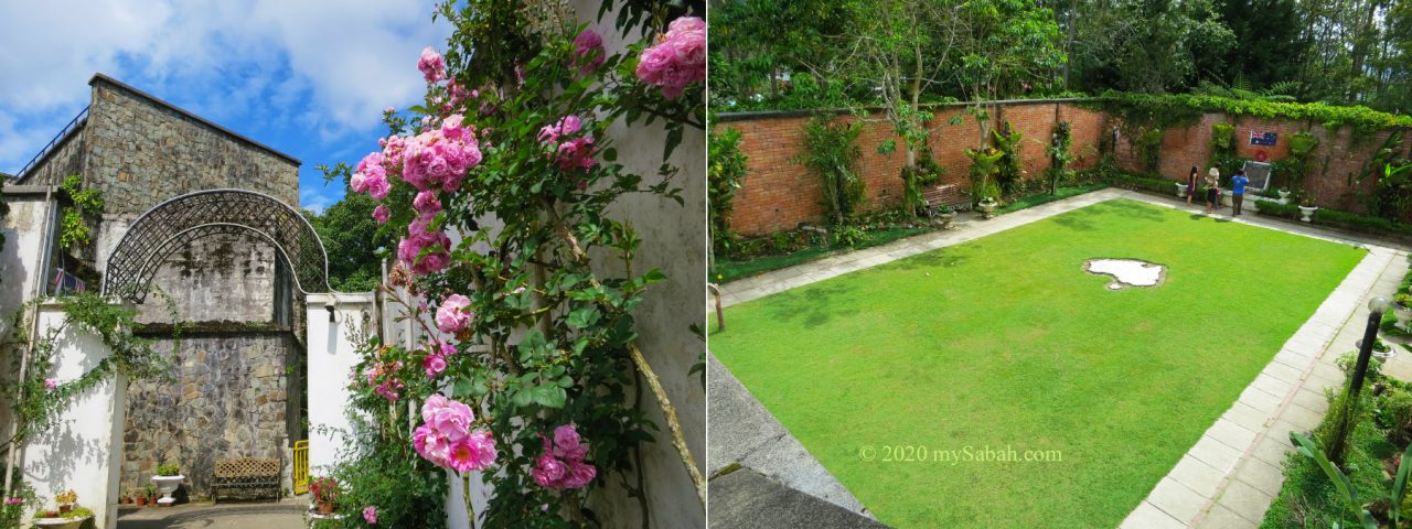 English Rose Garden (left) and Australian Garden (right) in Kundasang War Memorial
