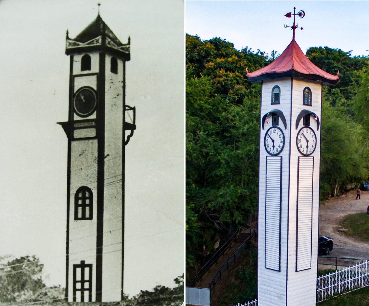 The old and new Look of Atkinson Clock Tower (1930 vs 1959)