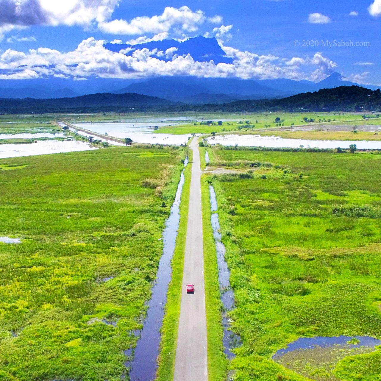 Aerial shot of the road to Mt. Kinabalu