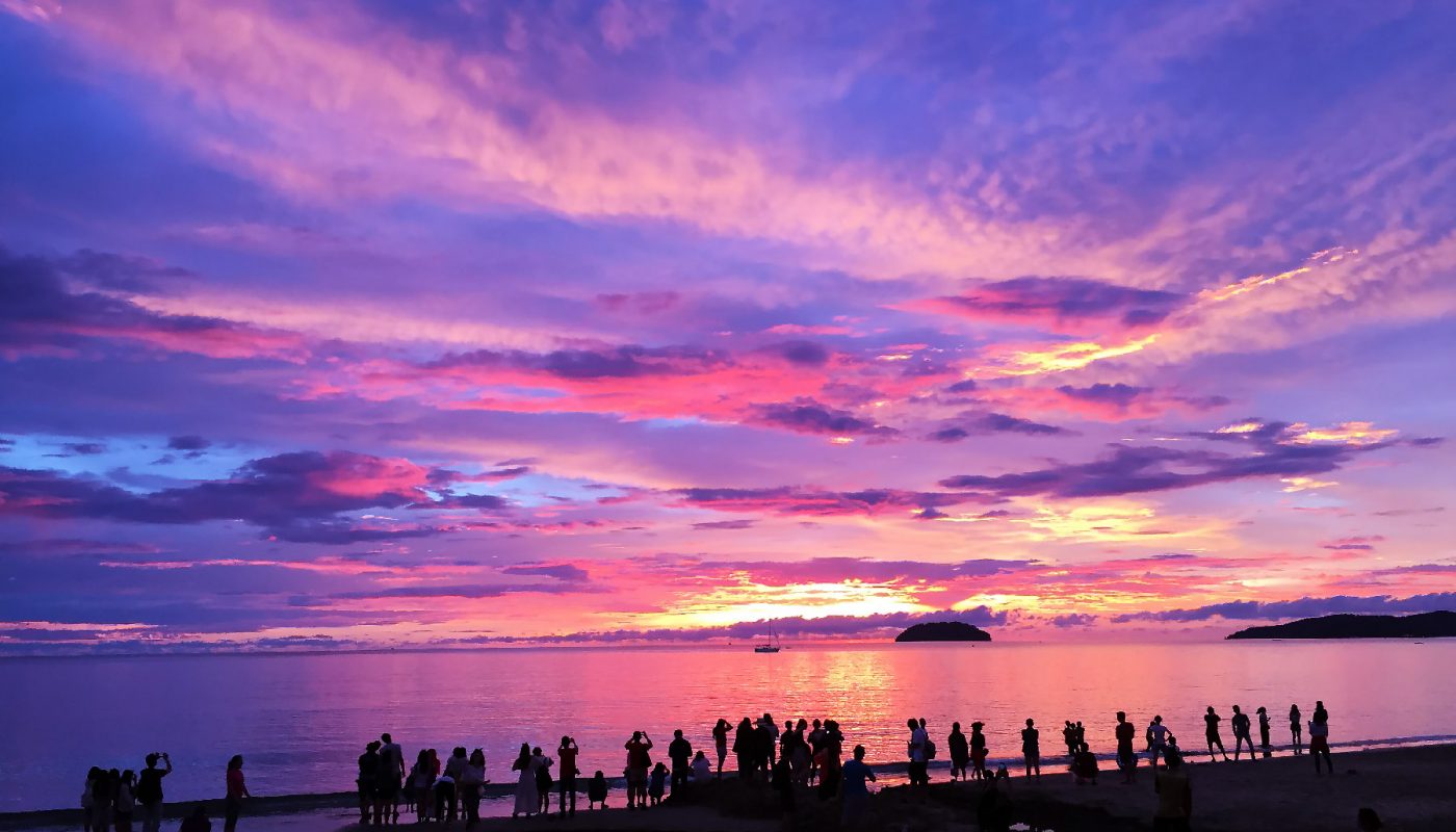 Amazing sunset at Tanjung Aru First Beach