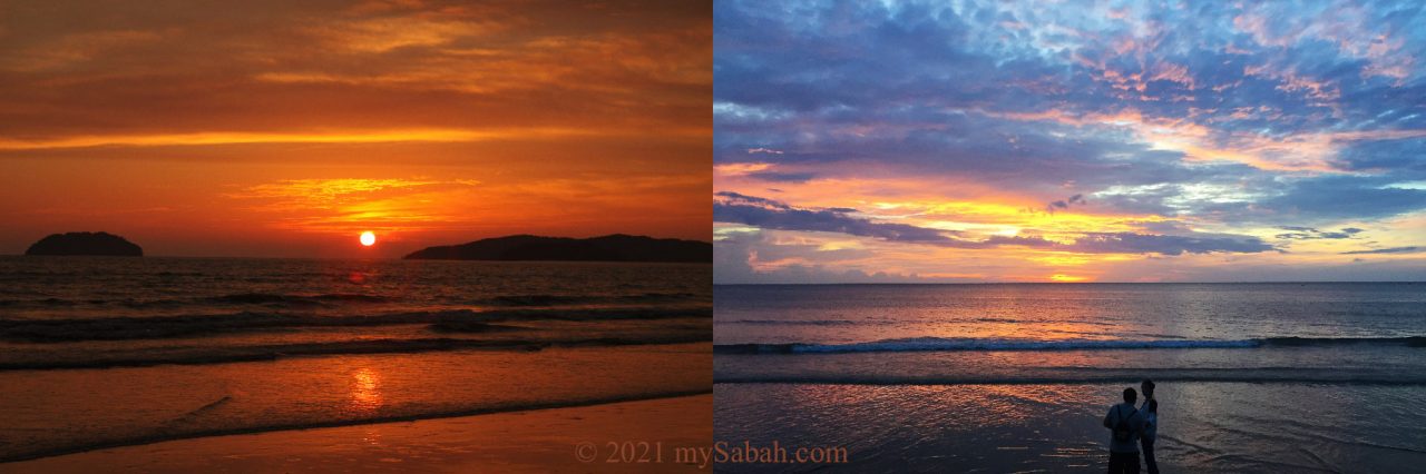Different colours of Tanjung Aru sunset