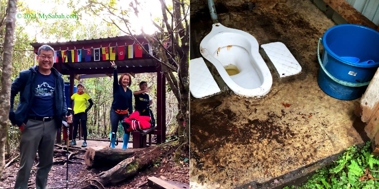 Resting gazebo and squat toilet after 500 Meters