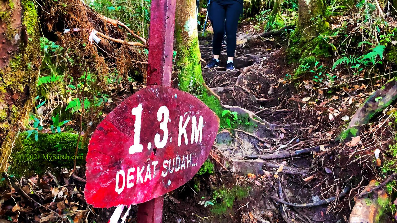 1.3-Kilometer trail mark on Maragang Hill