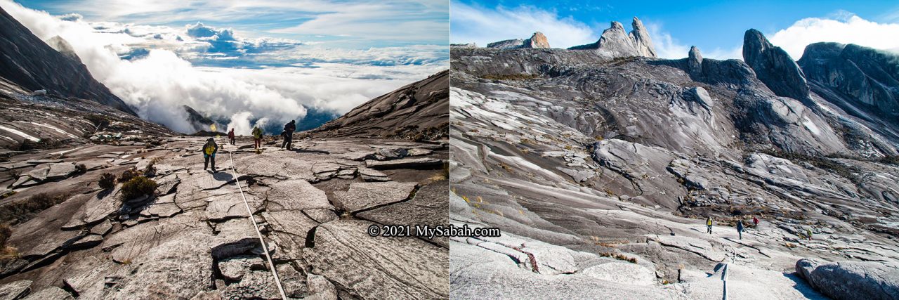 Rock path and peaks on the summit