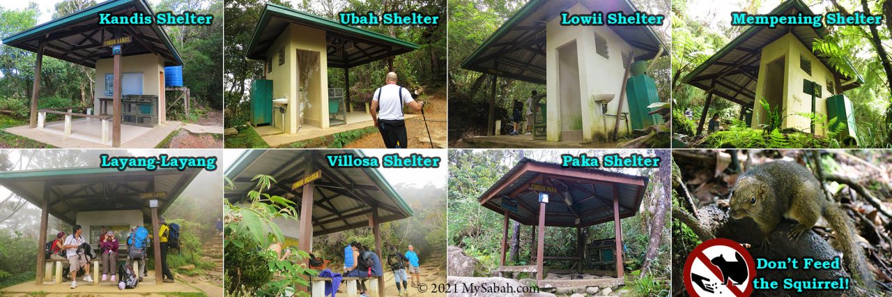 Shelters along the trail to Panalaban of Mount Kinabalu