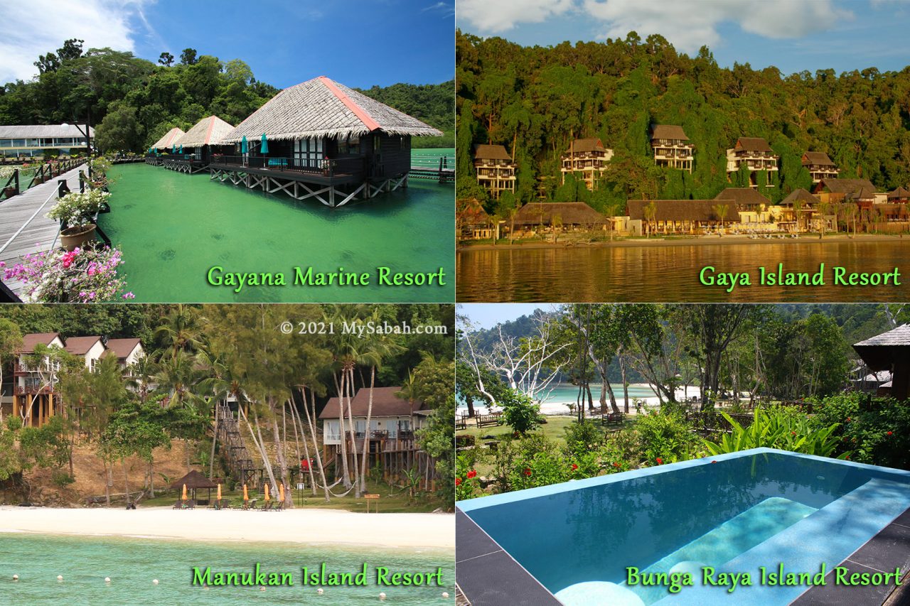 Island resorts in Gaya and Manukan Islands of Tunku Abdul Rahman Park