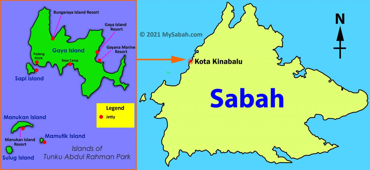 Location map of Tunku Abdul Rahman Marine Park