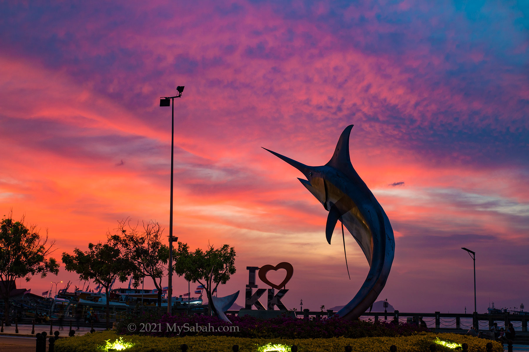 Flaming or burning sunset of Sabah