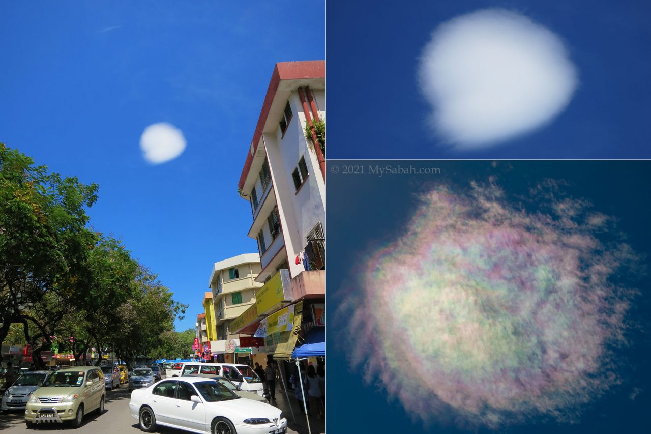 Cloud Iridescence or Irisation in Kota Kinabalu city of Sabah