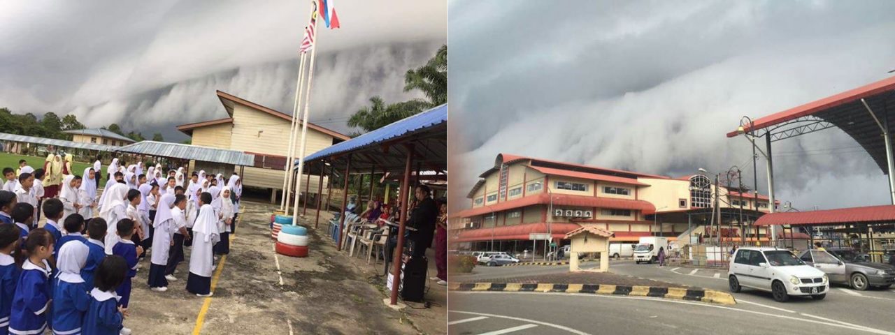 photos of massive shelf clouds in Sabah