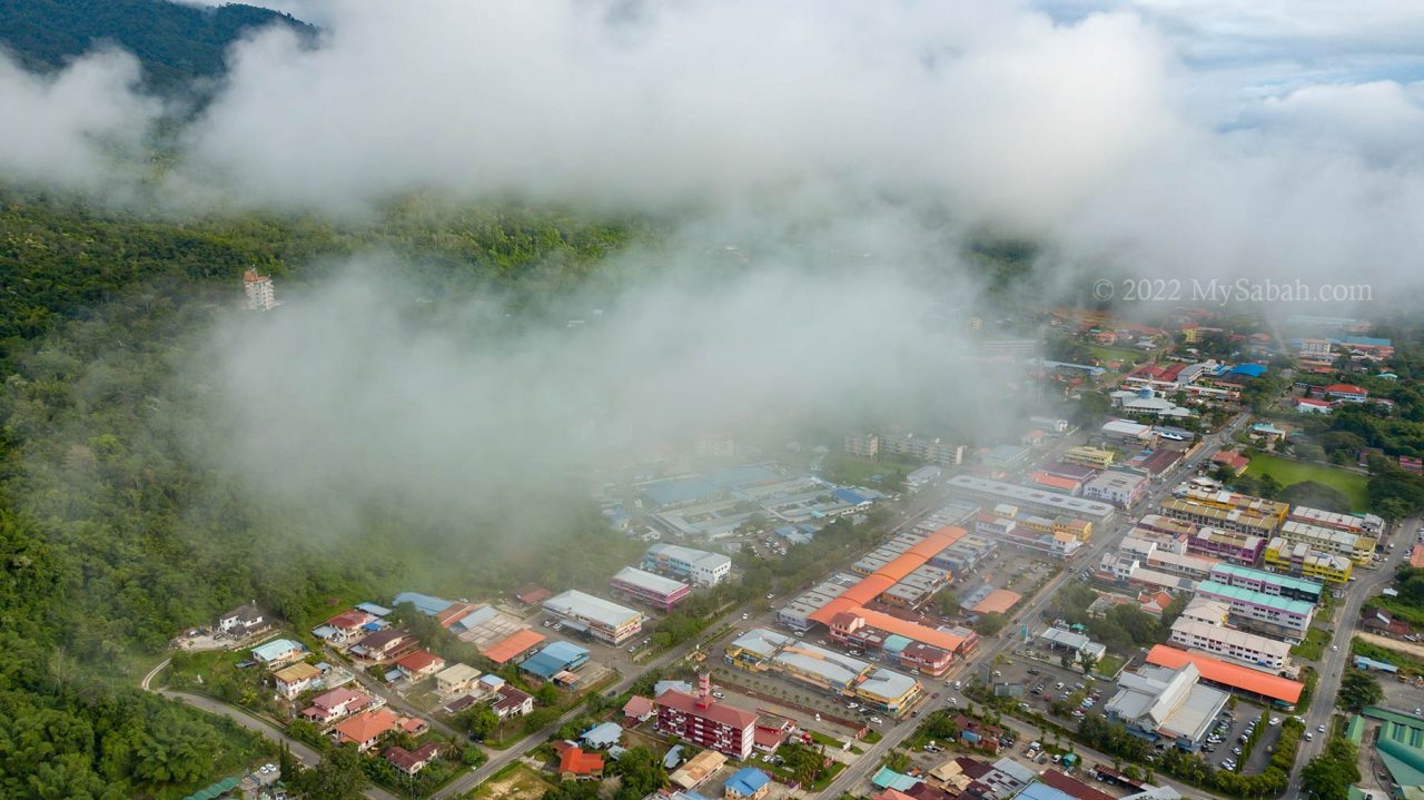 Tenom town in mist