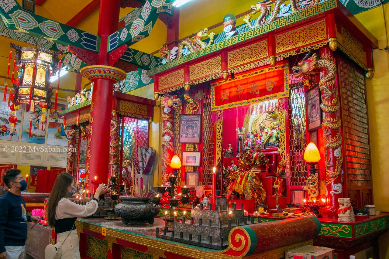 Devotees at the main prayer hall