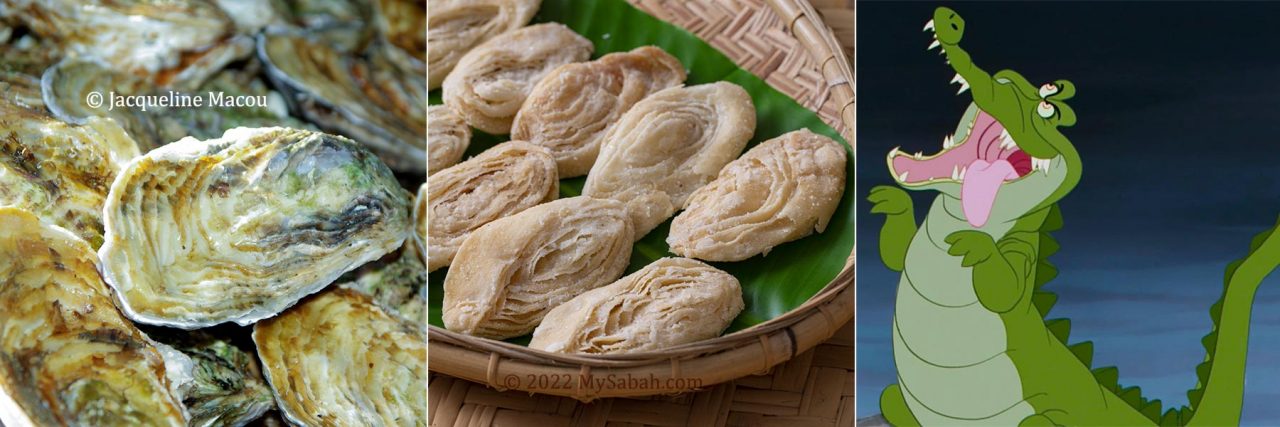 The shape of Kuih Lidah compared with oyster and crocodile tongue