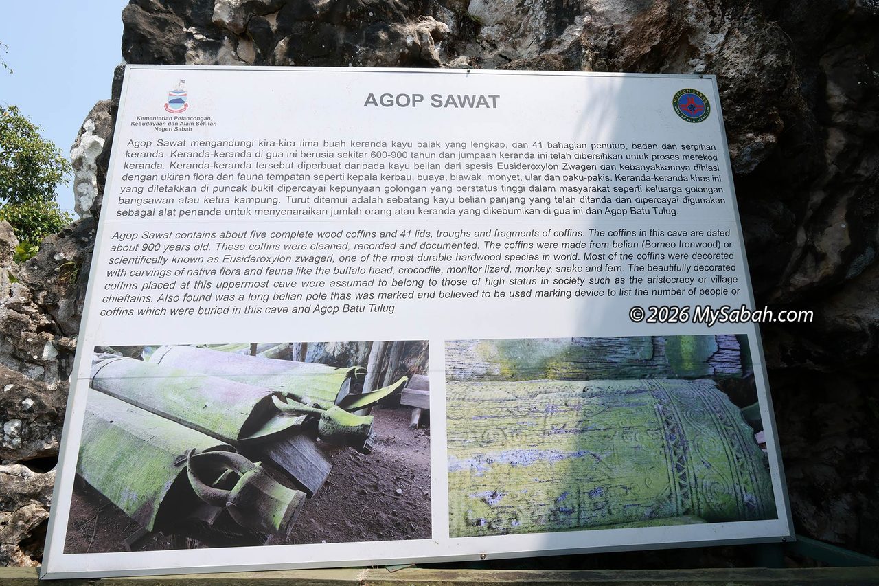 Interpretive signboard at the cave of Agop Sawat.