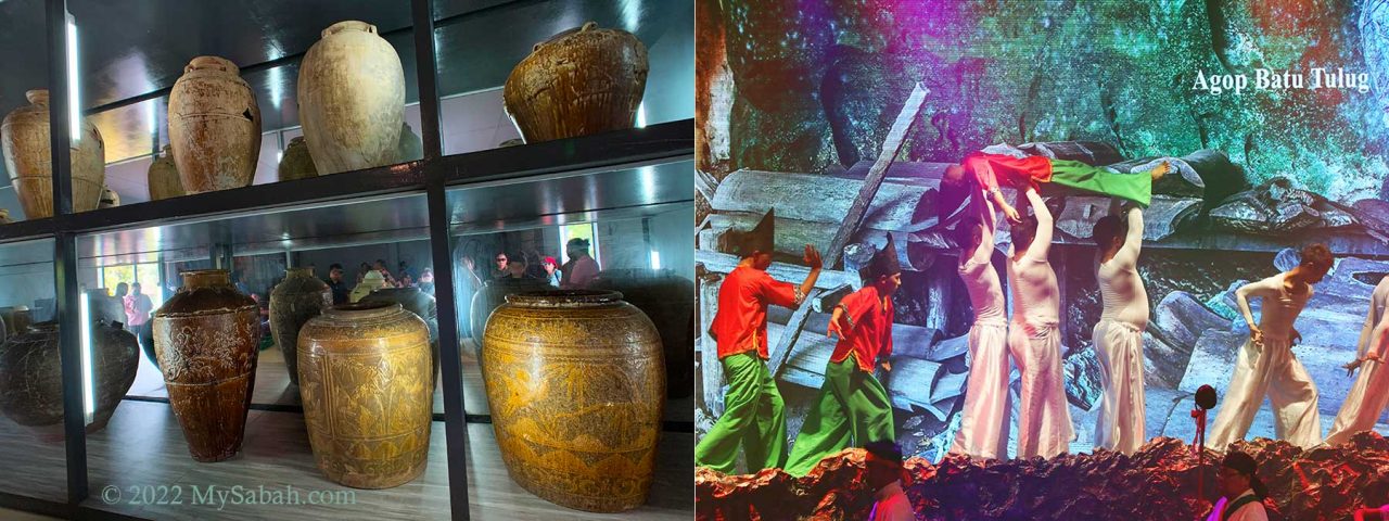 Burials by jars (left) and log coffin (right) have existed a thousand years ago in Sabah