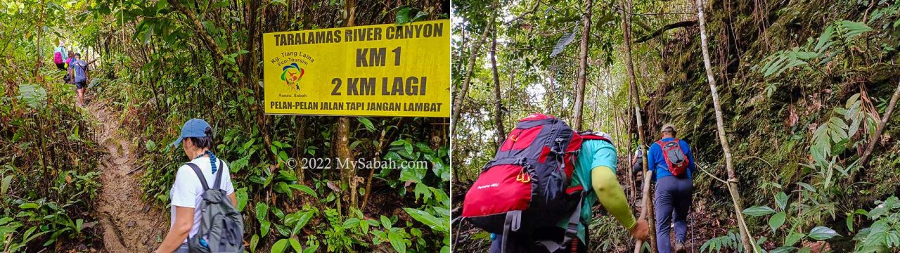 One way distance to the river canyon is about 3 Kilometres