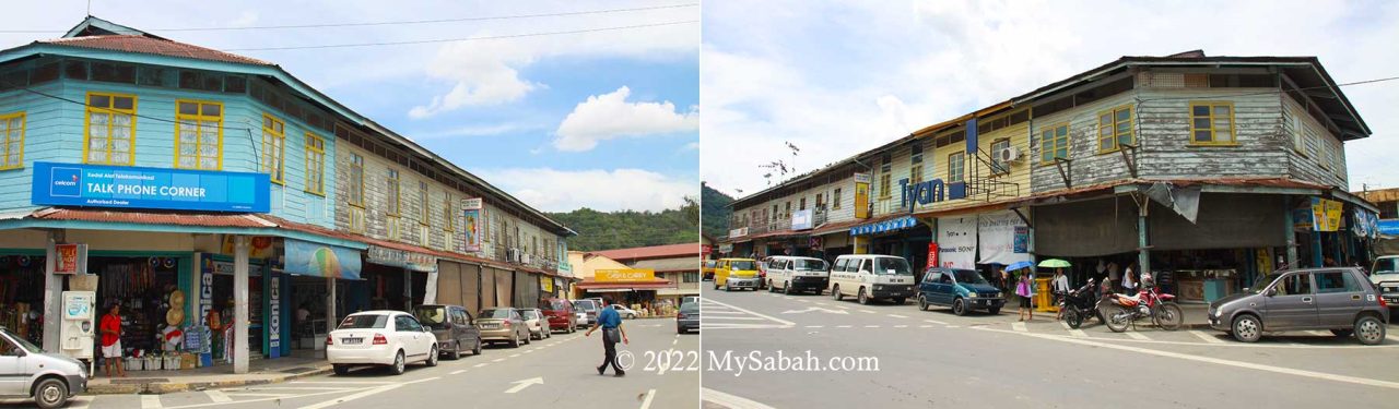 Old post-war shoplots of Tamparuli town