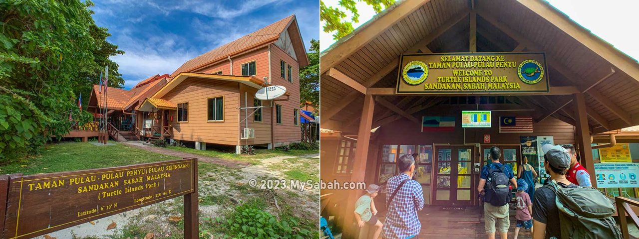 The main office and dining hall on Selingan Island