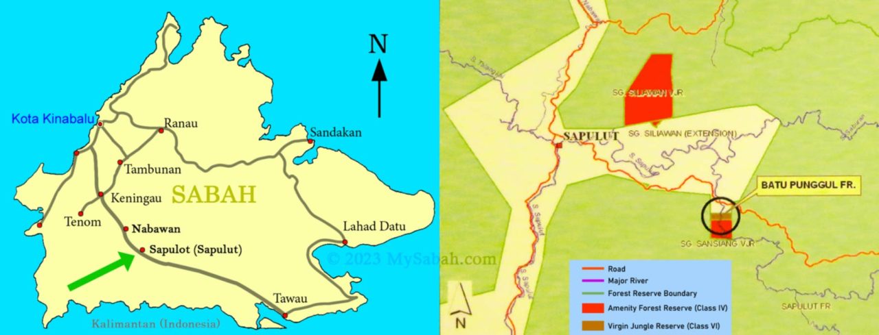 Location map of Sapulut and its surrounding