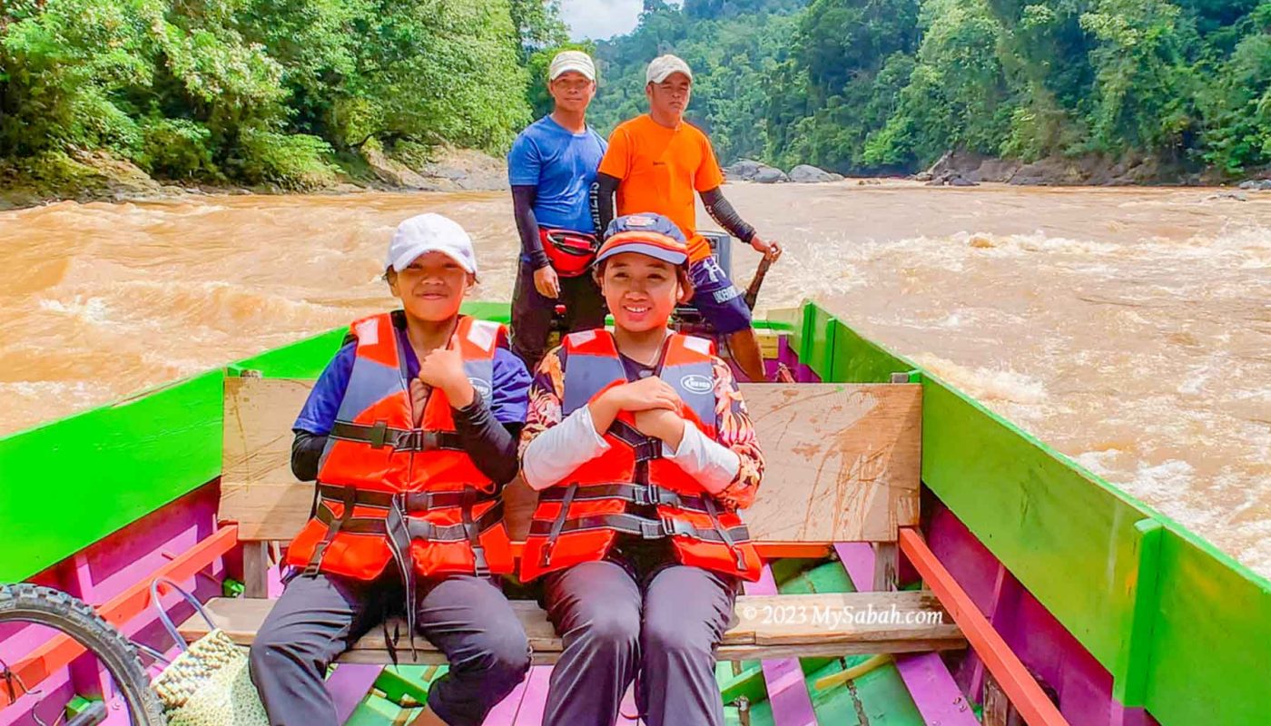 Girls on long boat