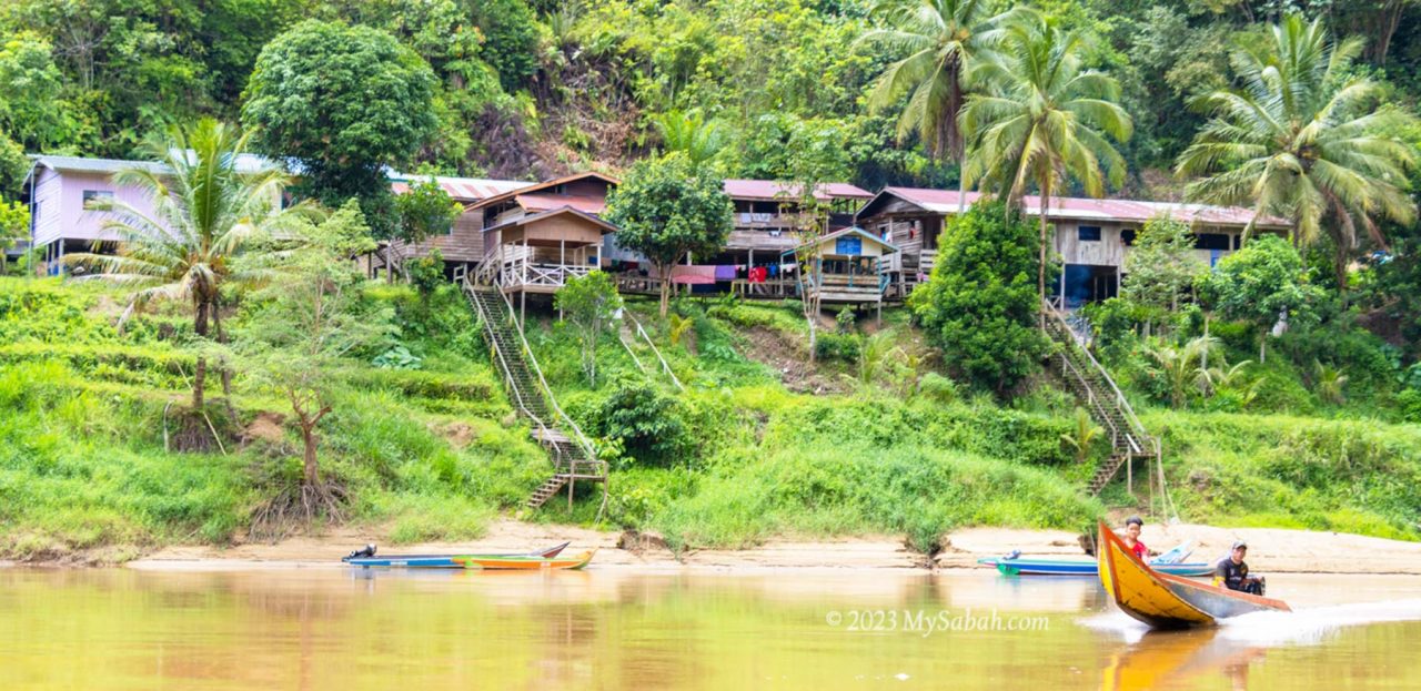 Longhouses and long boat of Sabah