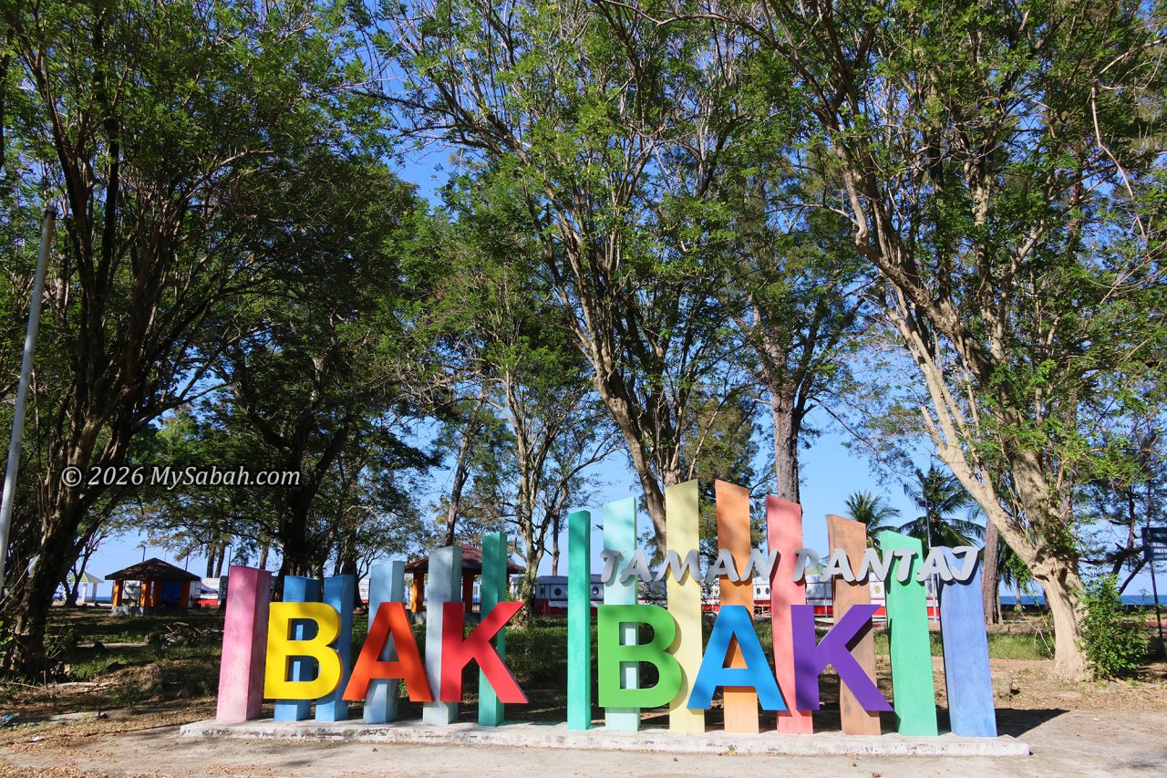 Signage of Bak Bak Beach at the entrance