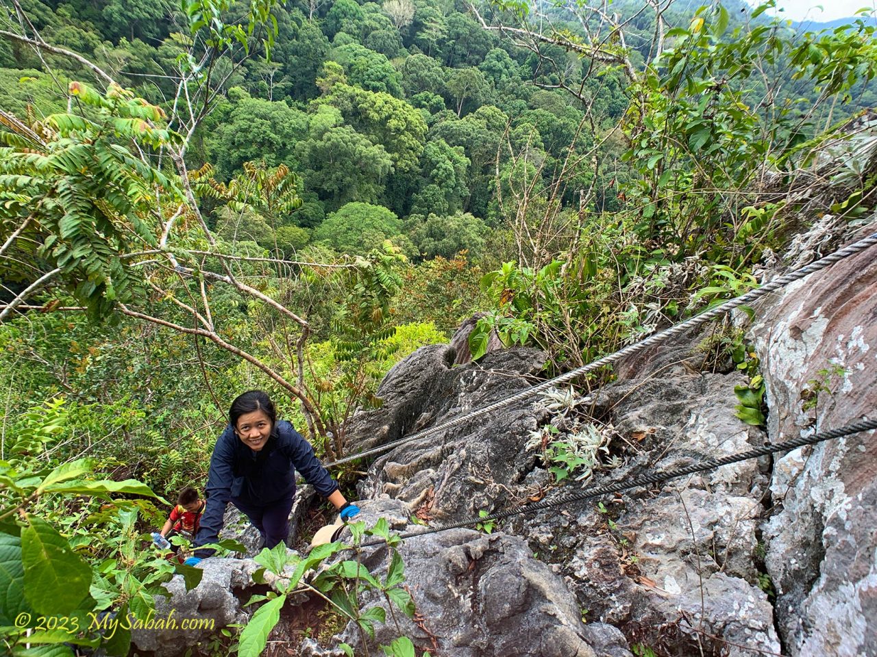 climbing with ropes and cables