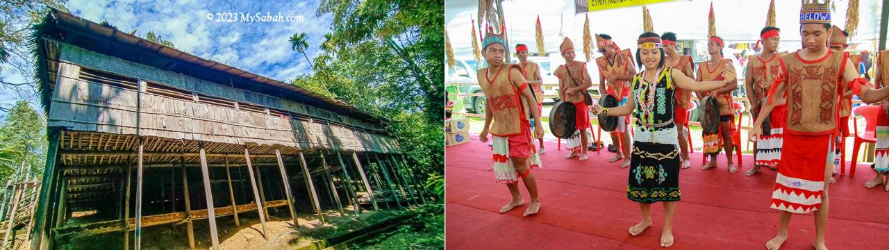 Murut people and the traditional Murut longhouse, which can accommodate a number of families or even a village.