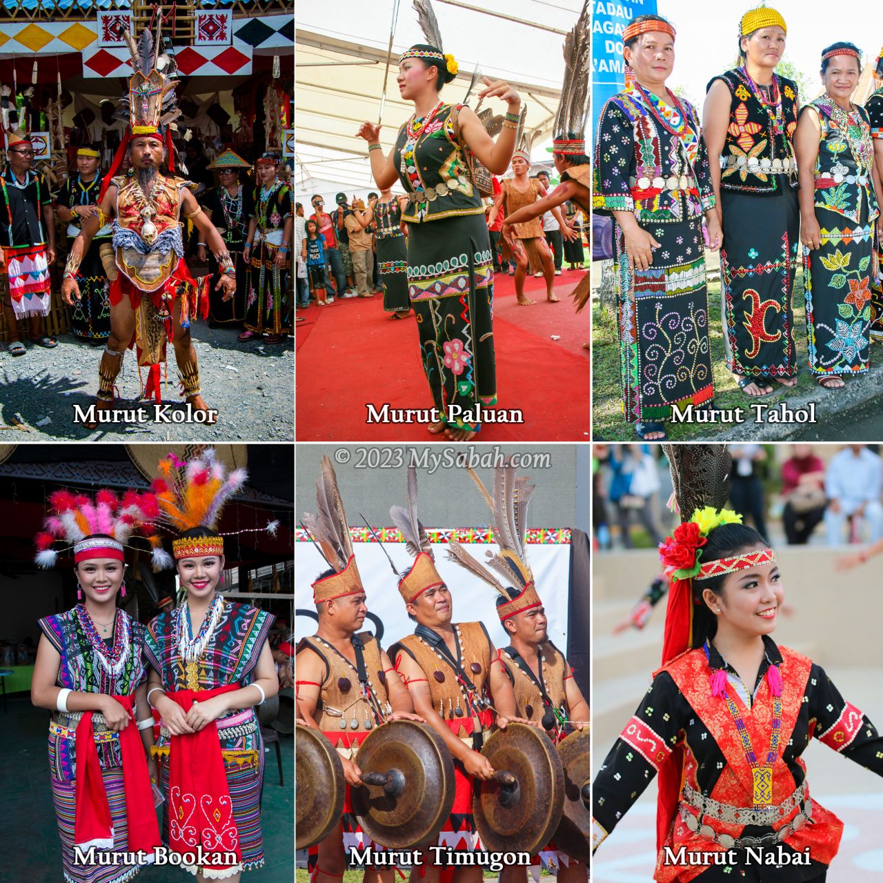 Sub-ethnics of Murut (Murut Kolor, Murut Paluan, Murut Tahol, Murut Bookan, Murut Timugon, Murut Nabai)