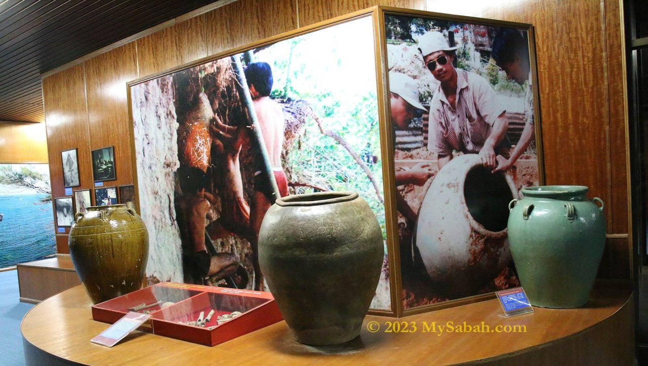 Ancient burial jars exhibited in Sabah Museum