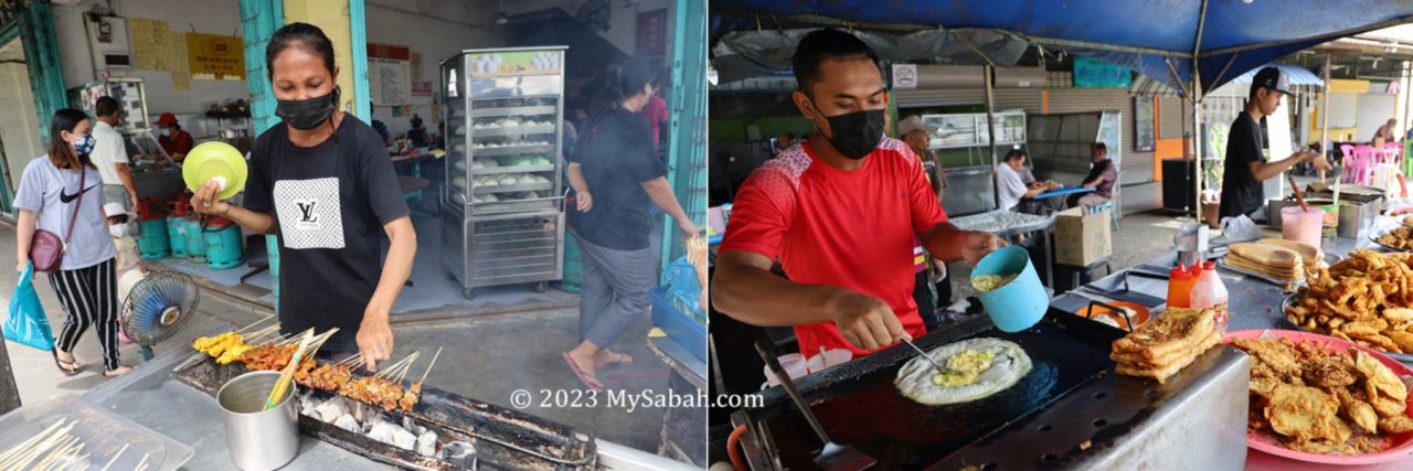 Restaurant and food booths in Papar town