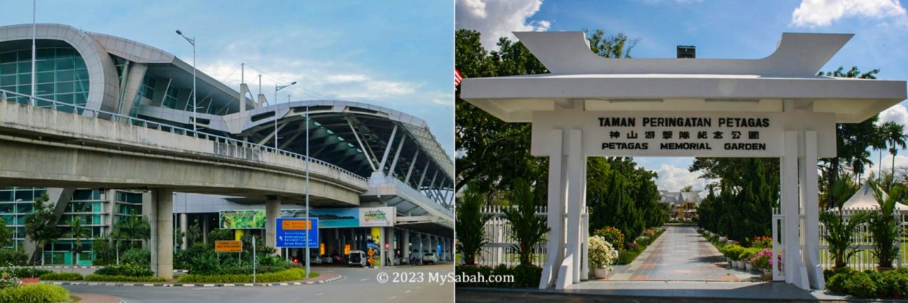 Left: Kota Kinabalu International Airport (KKIA). Right: Petagas Memorial Garden