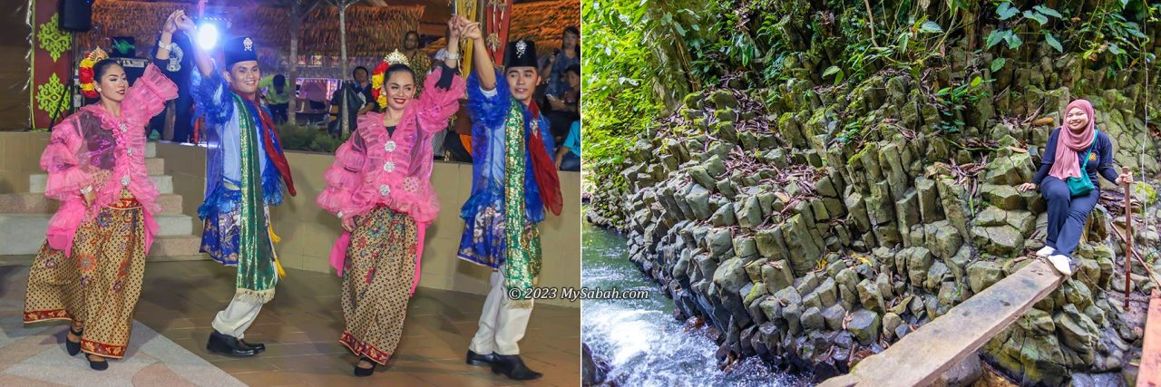 Left: Most population of Kampung Balung Cocos are Cocos Malay. The Cocos people originally settled on the Cocos or Keeling Islands, which are part of Australia. Right: Columnar Basalt is also found in Teck Guan Cocoa Village (Tawau), but in smaller size and scale.