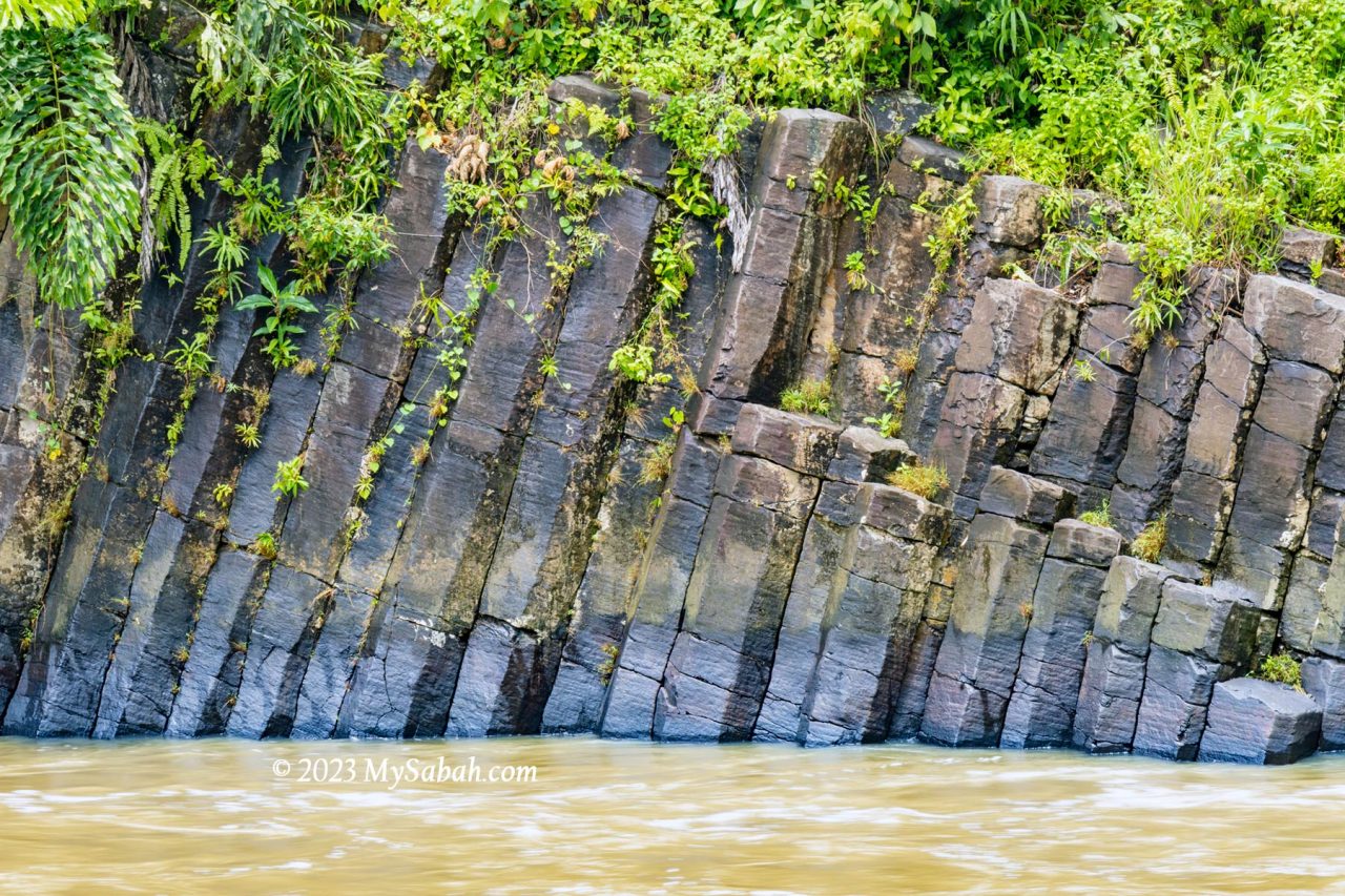 Basalt columns pillars of Batu Bersusun (Columnar Jointing)