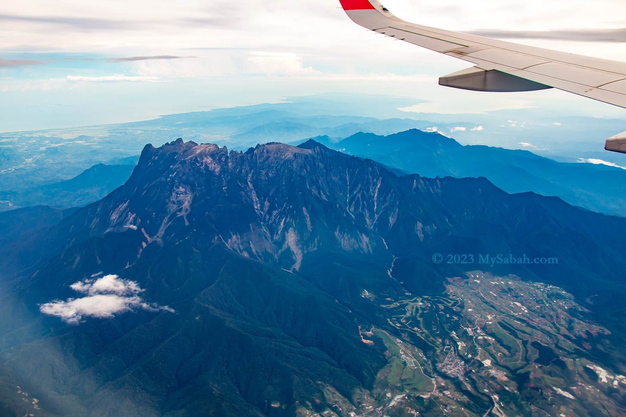 View of Mount Kinabalu from the plane