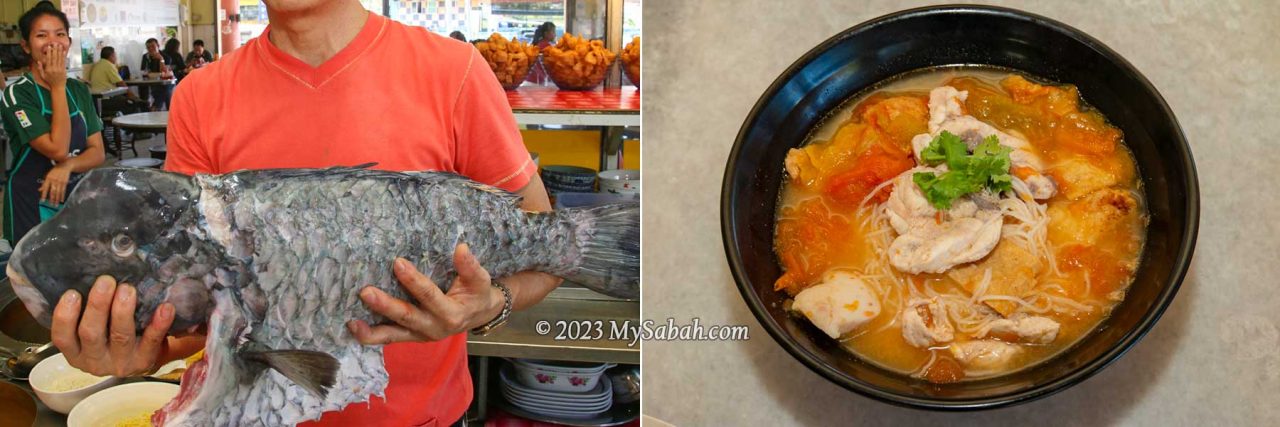 Popular seafood noodle shops always use fresh seafood for the fish soup